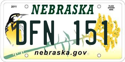 NE license plate DFN151