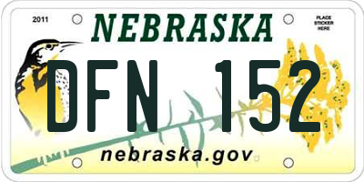 NE license plate DFN152