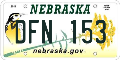 NE license plate DFN153