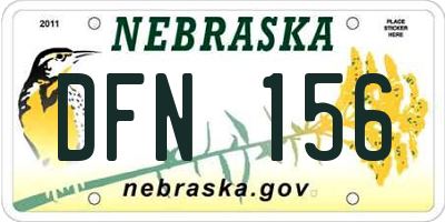 NE license plate DFN156