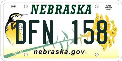 NE license plate DFN158