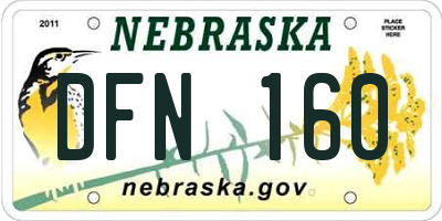 NE license plate DFN160