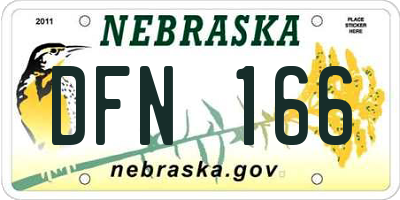 NE license plate DFN166