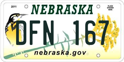 NE license plate DFN167