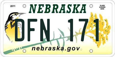 NE license plate DFN171