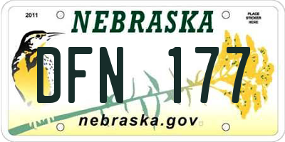 NE license plate DFN177