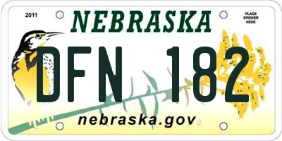 NE license plate DFN182
