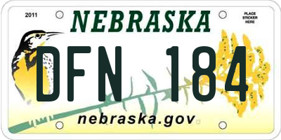 NE license plate DFN184