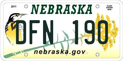 NE license plate DFN190