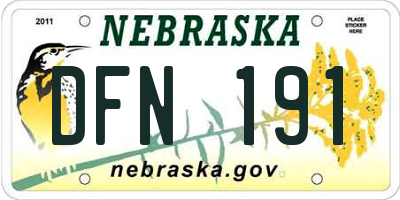 NE license plate DFN191