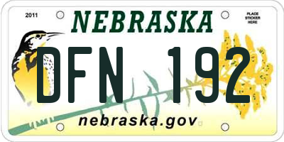 NE license plate DFN192