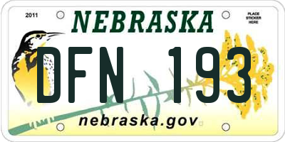 NE license plate DFN193