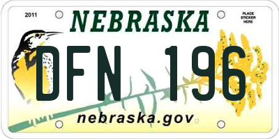 NE license plate DFN196