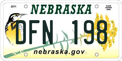 NE license plate DFN198