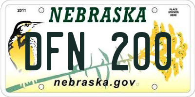 NE license plate DFN200