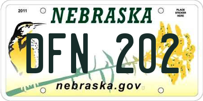 NE license plate DFN202