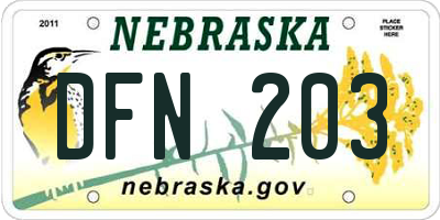 NE license plate DFN203