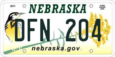 NE license plate DFN204