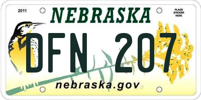 NE license plate DFN207