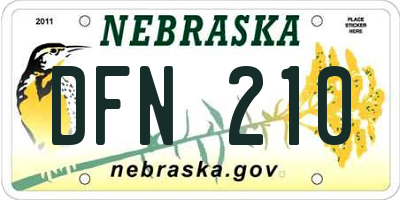 NE license plate DFN210