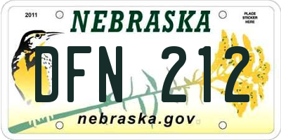 NE license plate DFN212