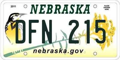 NE license plate DFN215