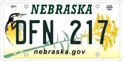 NE license plate DFN217