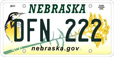 NE license plate DFN222