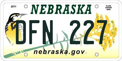 NE license plate DFN227