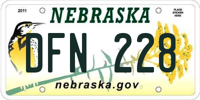 NE license plate DFN228