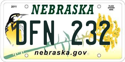 NE license plate DFN232