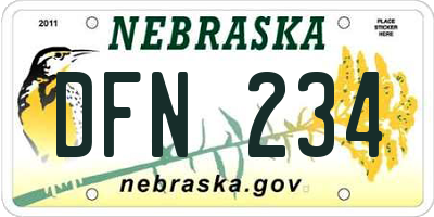 NE license plate DFN234