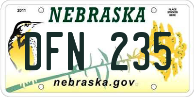NE license plate DFN235