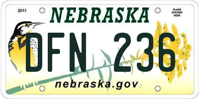 NE license plate DFN236