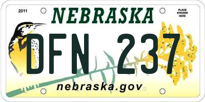 NE license plate DFN237