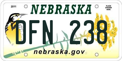 NE license plate DFN238