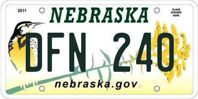 NE license plate DFN240
