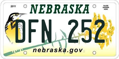 NE license plate DFN252