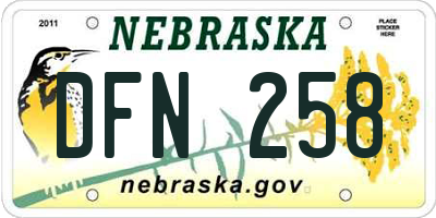 NE license plate DFN258