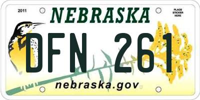 NE license plate DFN261