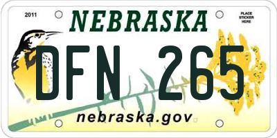 NE license plate DFN265