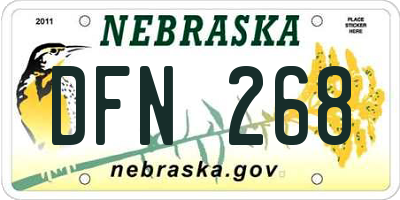 NE license plate DFN268