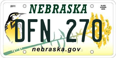 NE license plate DFN270