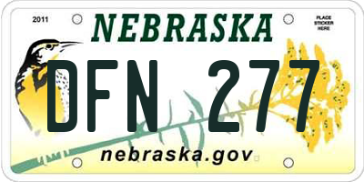 NE license plate DFN277