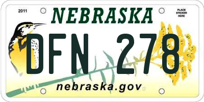 NE license plate DFN278