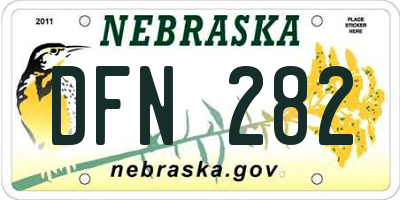 NE license plate DFN282