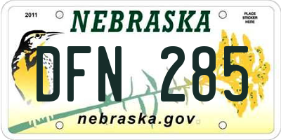 NE license plate DFN285