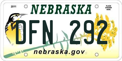 NE license plate DFN292