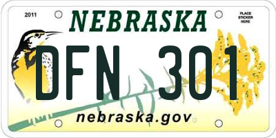 NE license plate DFN301