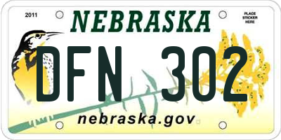 NE license plate DFN302